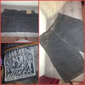 Joker Mens shorts long black faded denim